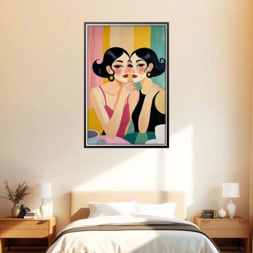 Art Deco Illustration Print - Women Sharing a Secret picture