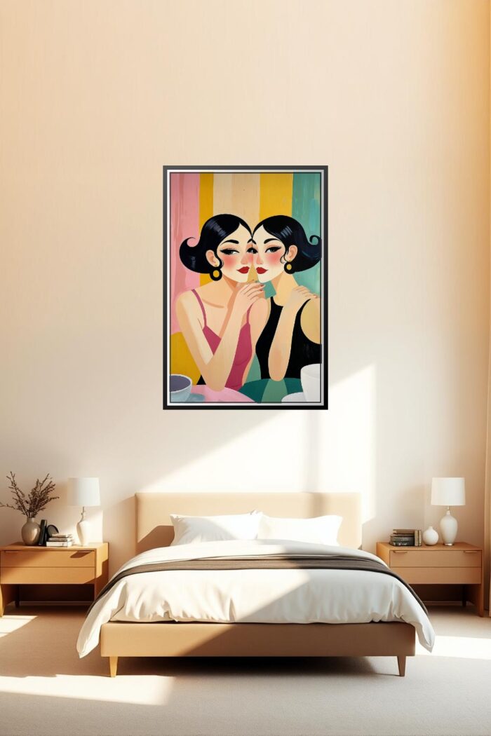 Art Deco Illustration Print - Women Sharing a Secret picture