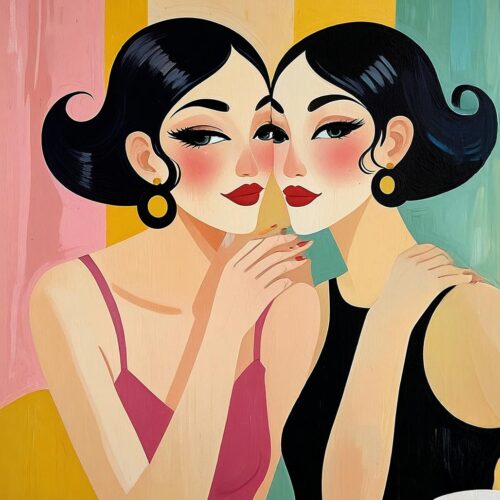 Art Deco Illustration Print - Women Sharing a Secret picture