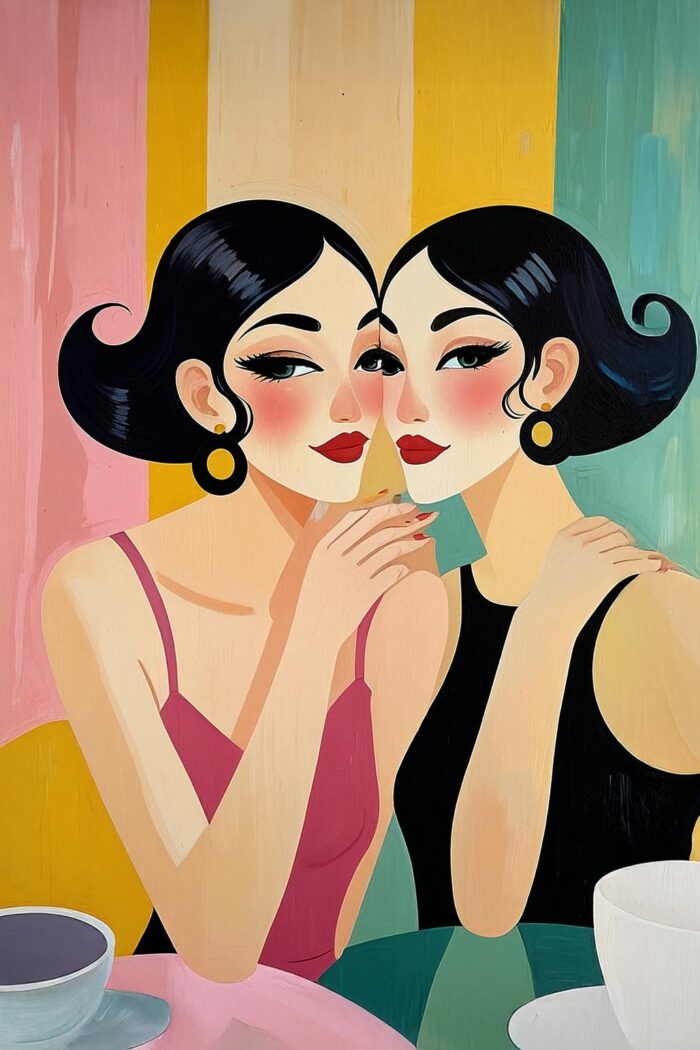 Art Deco Illustration Print - Women Sharing a Secret picture