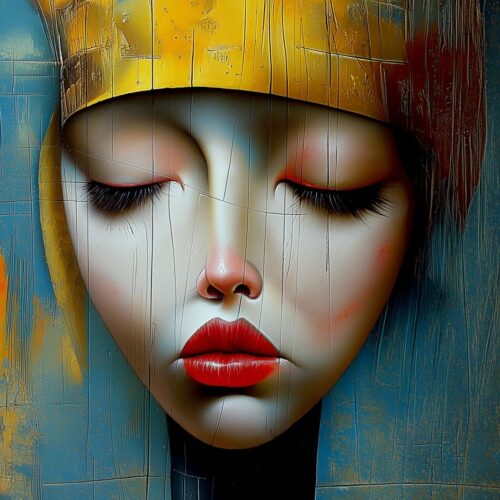 Abstract Expressionist Portrait Print - Woman in Golden Crown picture