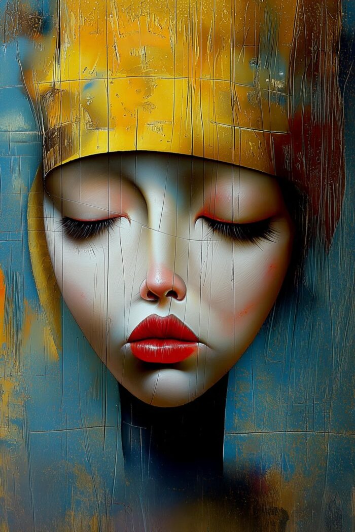 Abstract Expressionist Portrait Print - Woman in Golden Crown picture