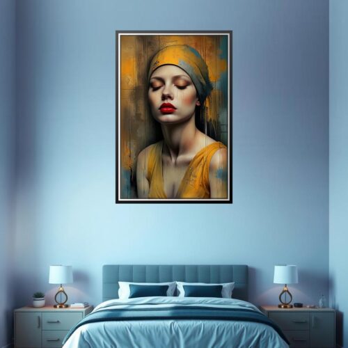 Serene Woman in Yellow – Hyperrealistic Expressionist Oil Portrait picture