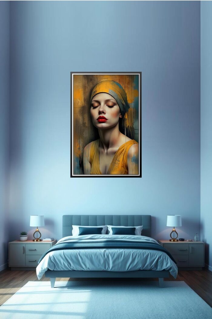 Serene Woman in Yellow – Hyperrealistic Expressionist Oil Portrait picture