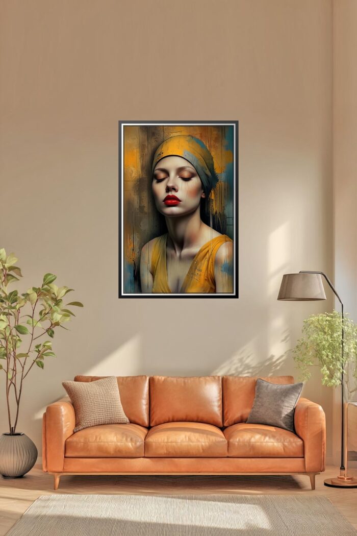 Serene Woman in Yellow – Hyperrealistic Expressionist Oil Portrait picture