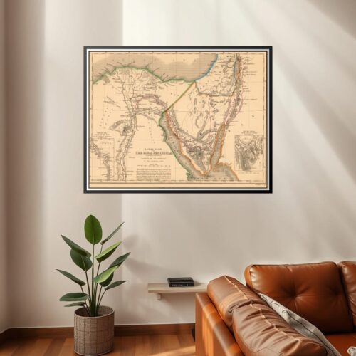 Vintage Map of Lower Egypt and the Sinai Peninsula – Biblical Exodus Route Antique Print picture