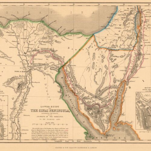 Vintage Map of Lower Egypt and the Sinai Peninsula – Biblical Exodus Route Antique Print picture