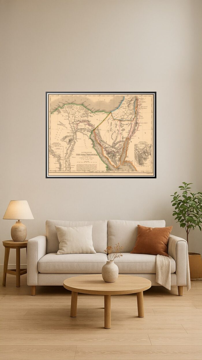 Vintage Map of Lower Egypt and the Sinai Peninsula – Biblical Exodus Route Antique Print picture