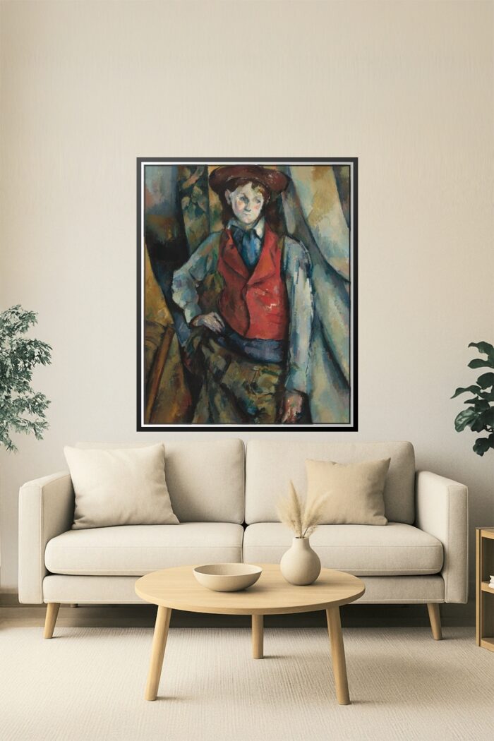 Boy in Red Vest by Paul Cézanne – Post-Impressionist Portrait Art Print picture
