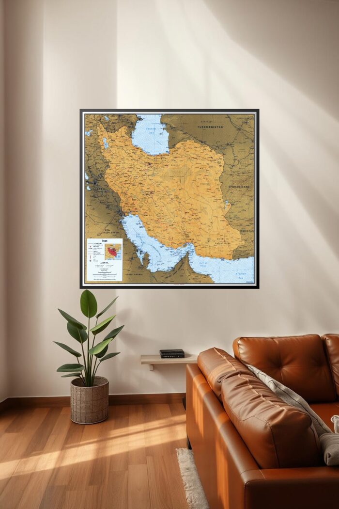 Political Map of Iran – Detailed Geographic Wall Art Print picture