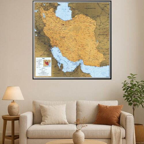 Political Map of Iran – Detailed Geographic Wall Art Print picture