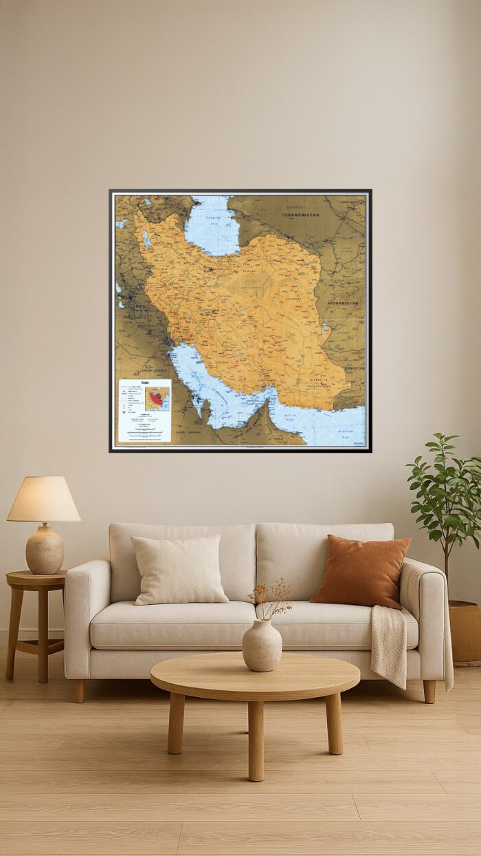 Political Map of Iran – Detailed Geographic Wall Art Print picture