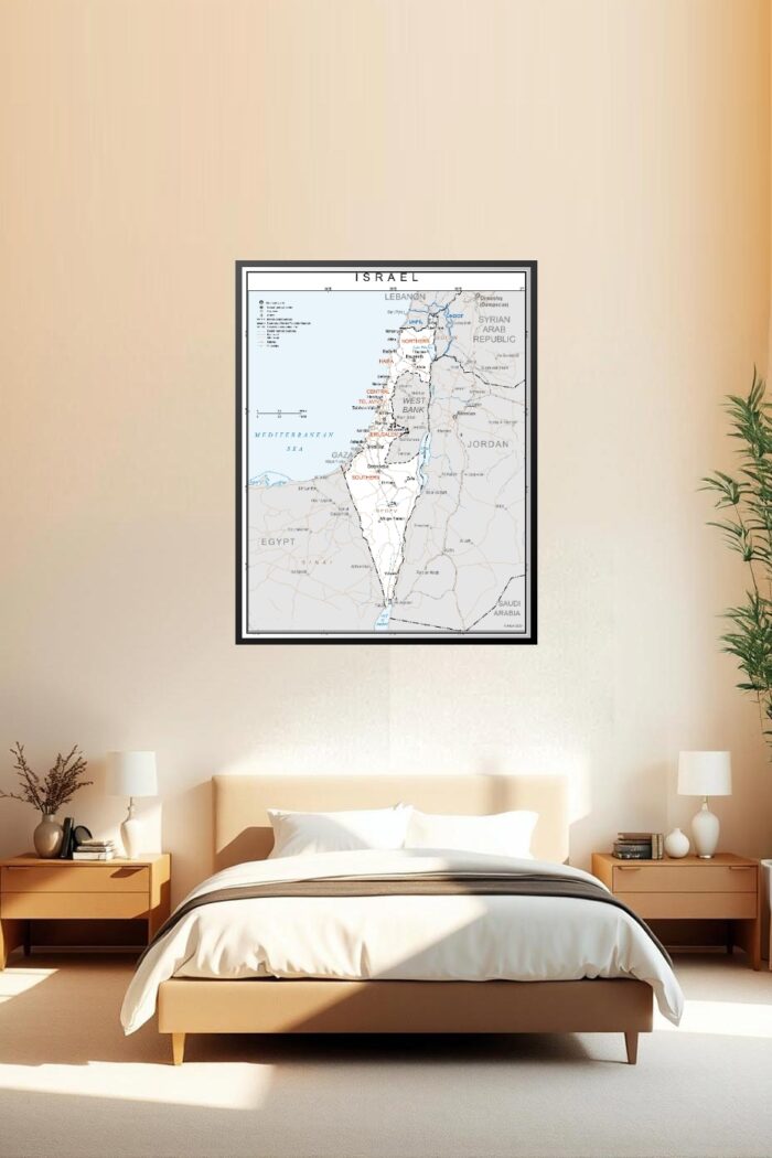 Modern Political Map of Israel – Detailed Middle East Geography Poster picture