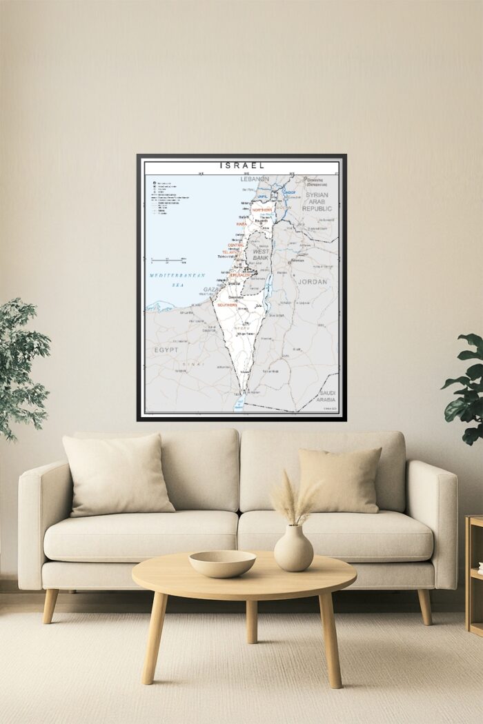 Modern Political Map of Israel – Detailed Middle East Geography Poster picture