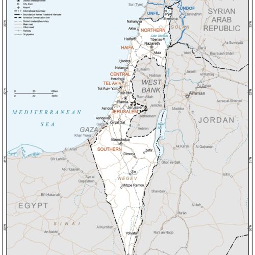 Modern Political Map of Israel – Detailed Middle East Geography Poster picture