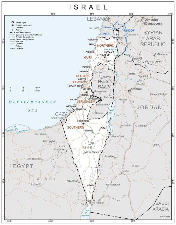 Modern Political Map of Israel – Detailed Middle East Geography Poster picture