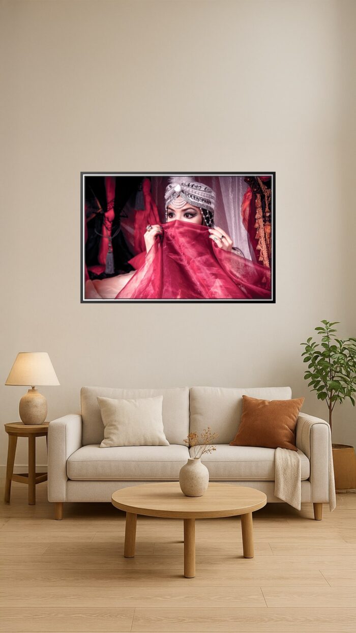 Orientalist Glamour Portrait Poster – Mysterious Beauty in Ruby Veil | Perfect Gift picture