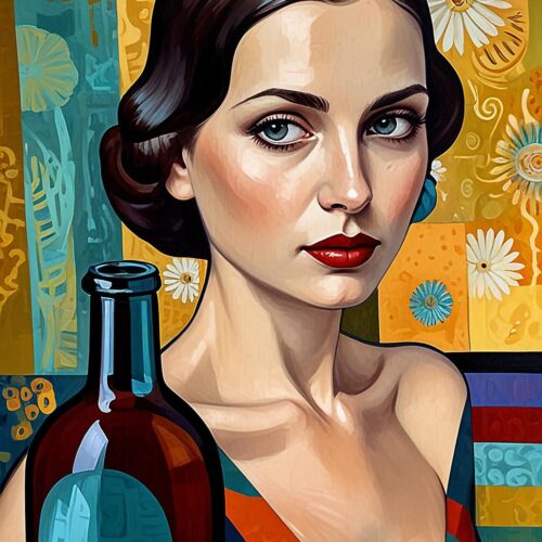 Cubist Woman with Wine Poster – Bold Elegance & Vintage Charm | Perfect Gift picture