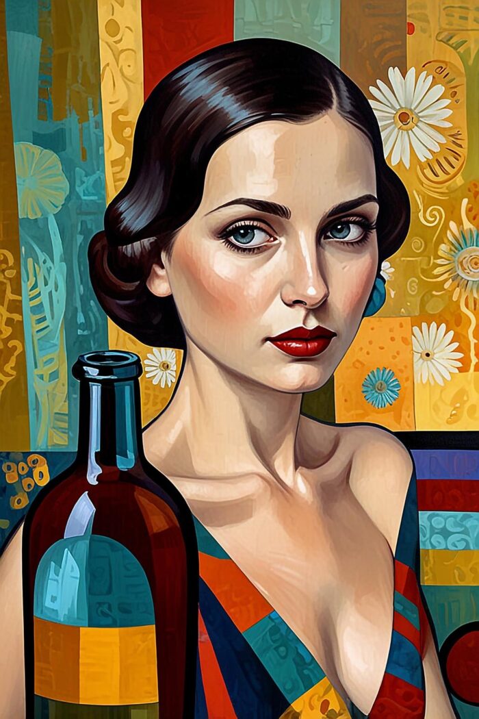 Cubist Woman with Wine Poster – Bold Elegance & Vintage Charm | Perfect Gift picture