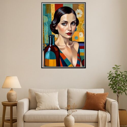 Cubist Woman with Wine Poster – Bold Elegance & Vintage Charm | Perfect Gift picture