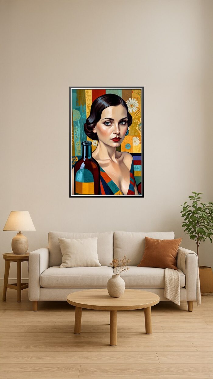 Cubist Woman with Wine Poster – Bold Elegance & Vintage Charm | Perfect Gift picture