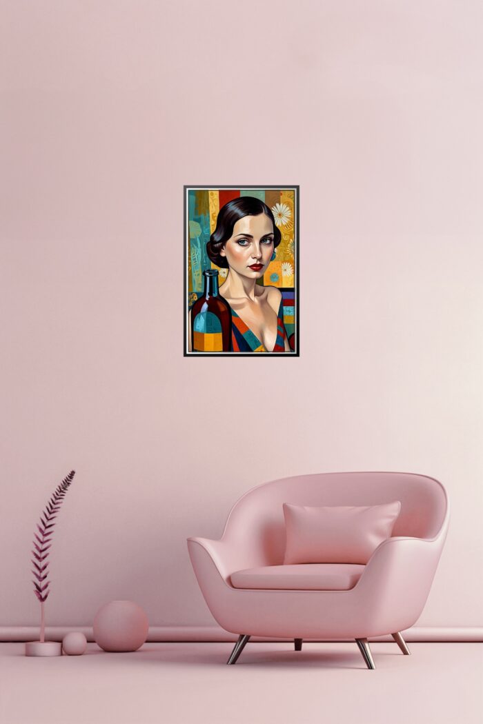 Cubist Woman with Wine Poster – Bold Elegance & Vintage Charm | Perfect Gift picture