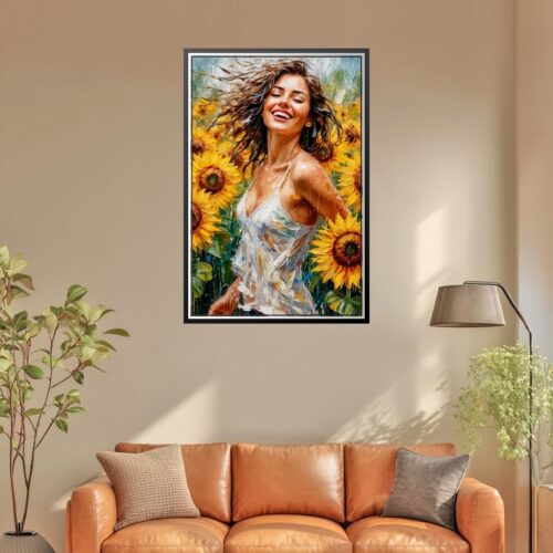 Impressionist Sunflower Girl Poster – Joyful Summer Radiance | Perfect Gift picture