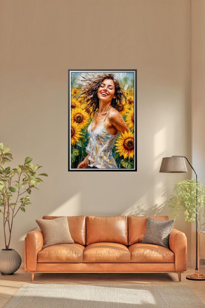Impressionist Sunflower Girl Poster – Joyful Summer Radiance | Perfect Gift picture