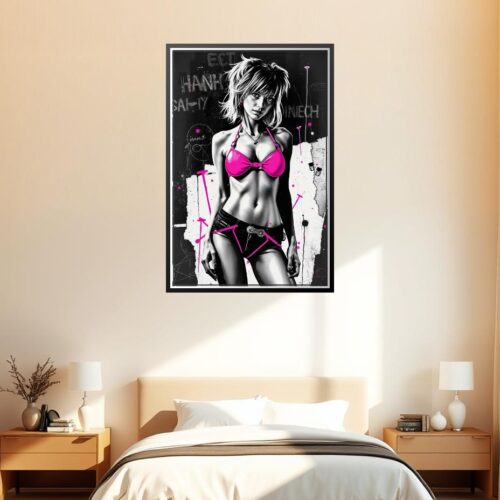 Pop Art Punk Girl Poster – Bold Attitude in Neon Pink | Perfect Gift picture
