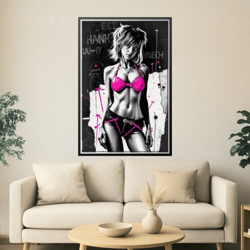 Pop Art Punk Girl Poster – Bold Attitude in Neon Pink | Perfect Gift picture