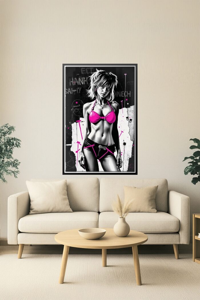 Pop Art Punk Girl Poster – Bold Attitude in Neon Pink | Perfect Gift picture