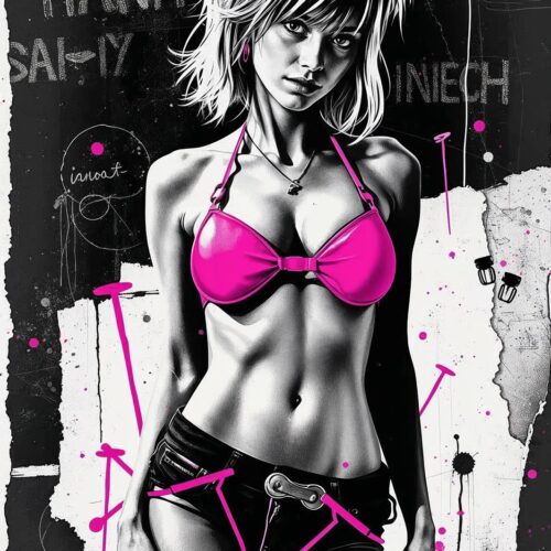 Pop Art Punk Girl Poster – Bold Attitude in Neon Pink | Perfect Gift picture