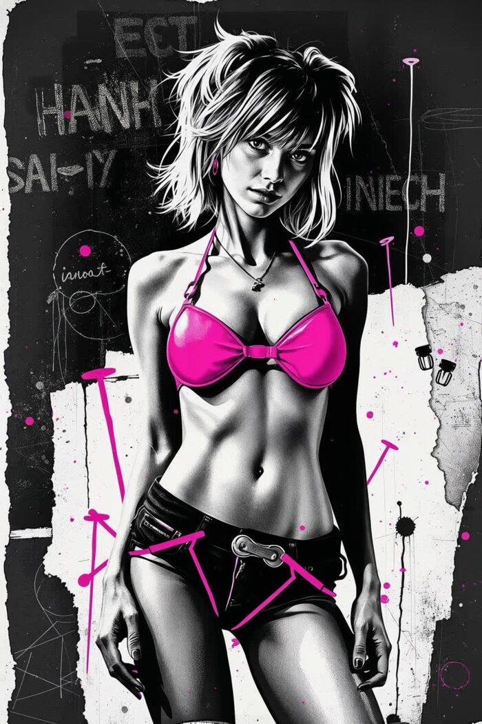 Pop Art Punk Girl Poster – Bold Attitude in Neon Pink | Perfect Gift picture