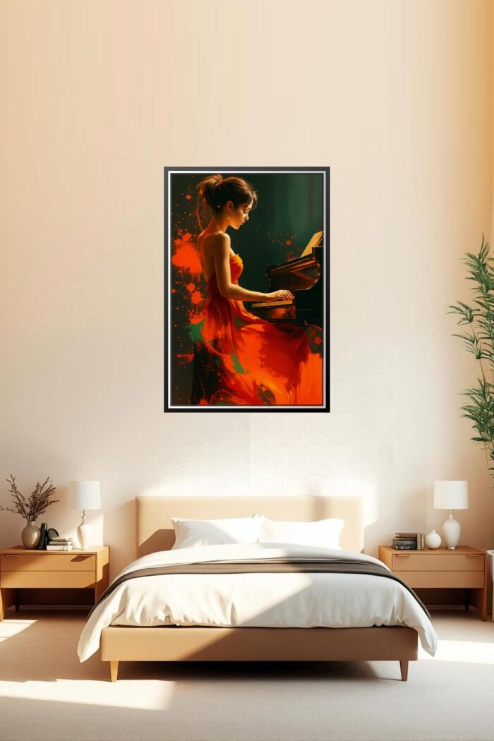 Abstract Pianist in Red Poster – Passion in Motion | Perfect Gift picture