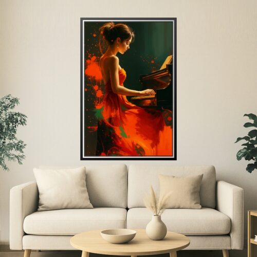 Abstract Pianist in Red Poster – Passion in Motion | Perfect Gift picture
