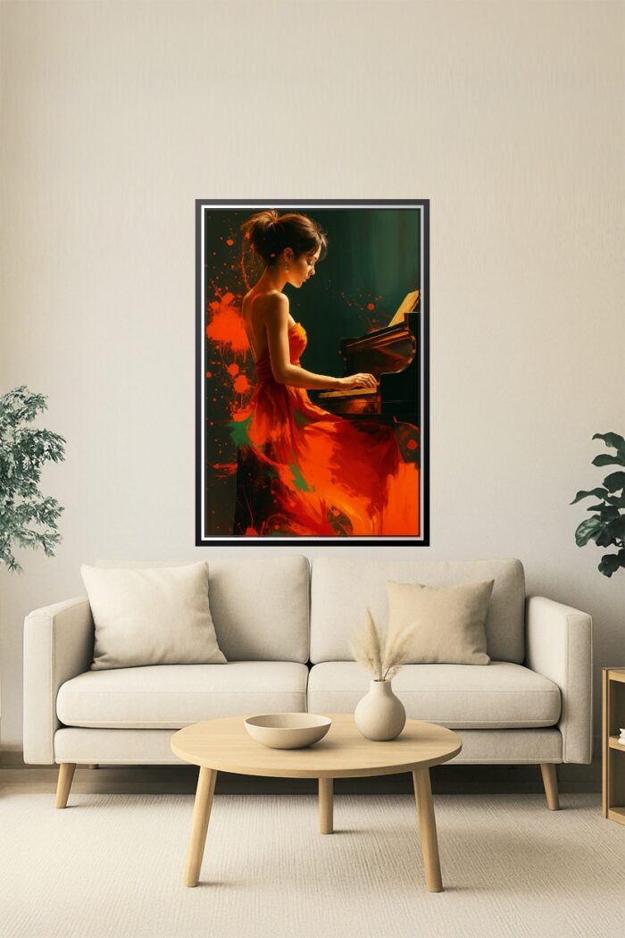 Abstract Pianist in Red Poster – Passion in Motion | Perfect Gift picture
