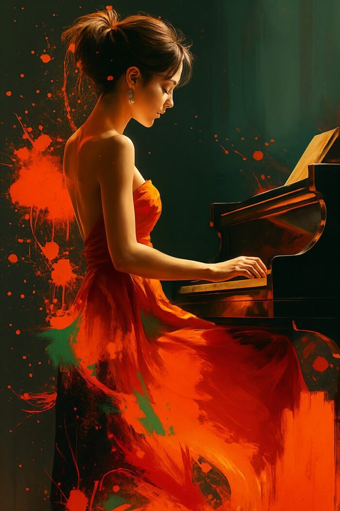 Abstract Pianist in Red Poster – Passion in Motion | Perfect Gift picture