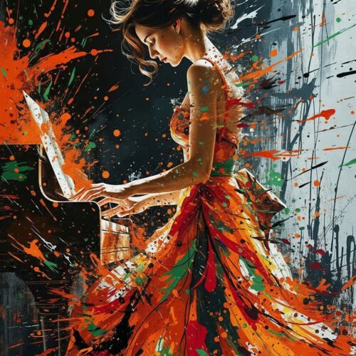 Abstract Piano Muse Poster – Explosion of Art & Passion | Perfect Gift picture