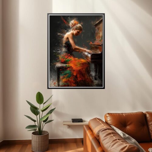 Abstract Expressionist Piano Art Print - Music in Motion picture