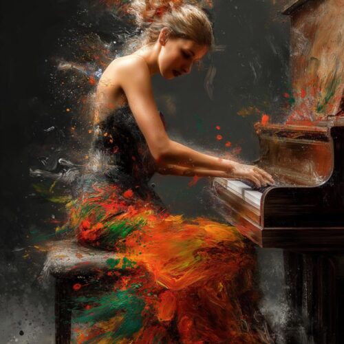 Abstract Expressionist Piano Art Print - Music in Motion picture