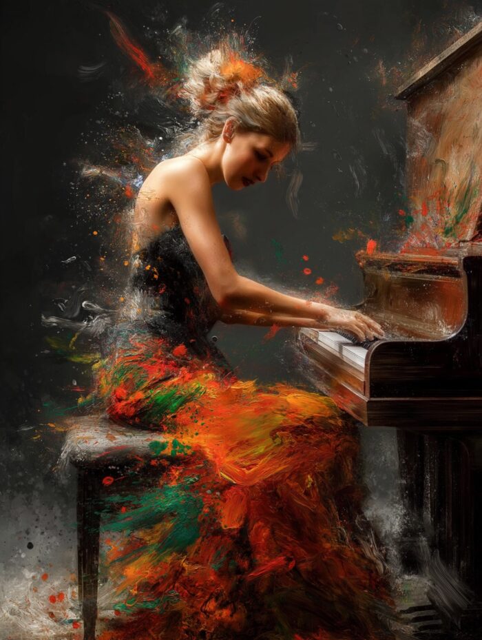 Abstract Expressionist Piano Art Print - Music in Motion picture