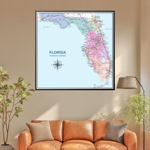 Florida Travel Planning Map Poster – Cartographic Art Style picture