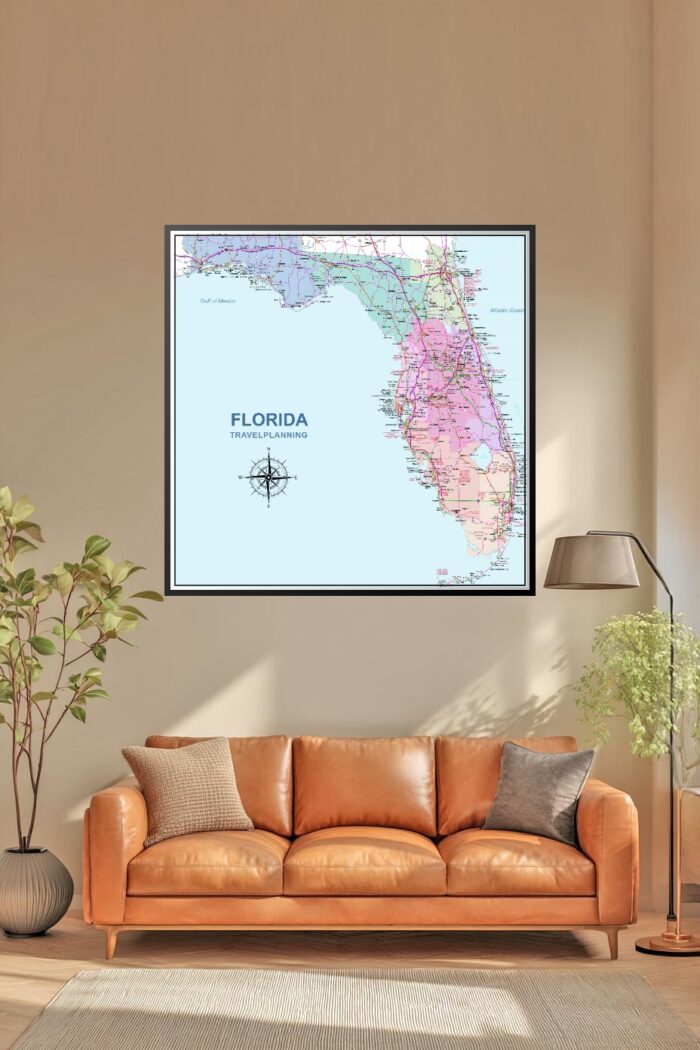 Florida Travel Planning Map Poster – Cartographic Art Style picture