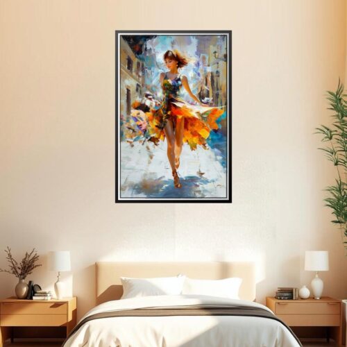 Impressionist Dancing Woman Poster – Colorful Street Art Painting picture
