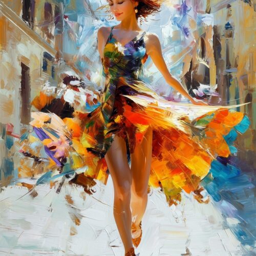 Impressionist Dancing Woman Poster – Colorful Street Art Painting picture