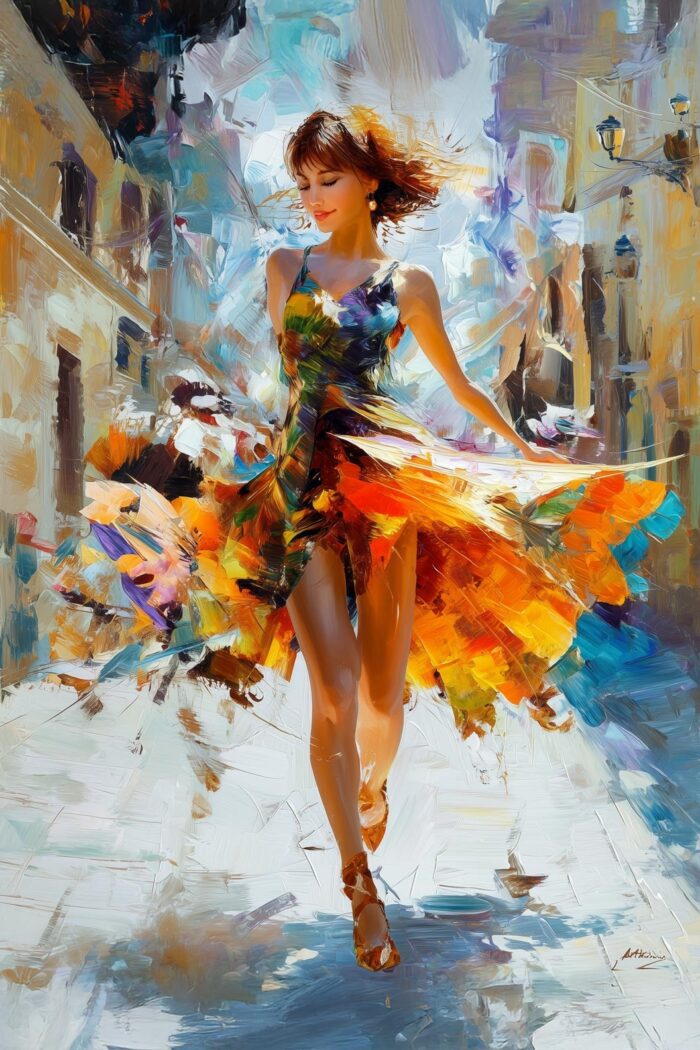 Impressionist Dancing Woman Poster – Colorful Street Art Painting picture