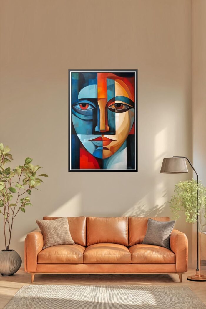 Cubist Abstract Face Poster – Bold Geometry & Color Fusion | Perfect Gift picture