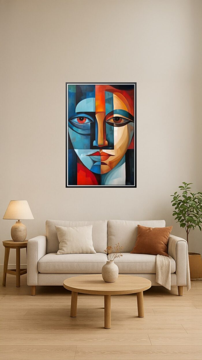 Cubist Abstract Face Poster – Bold Geometry & Color Fusion | Perfect Gift picture