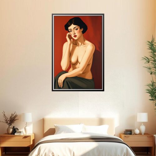 Pin-Up Portrait Art Print - Classic Figure on Red picture