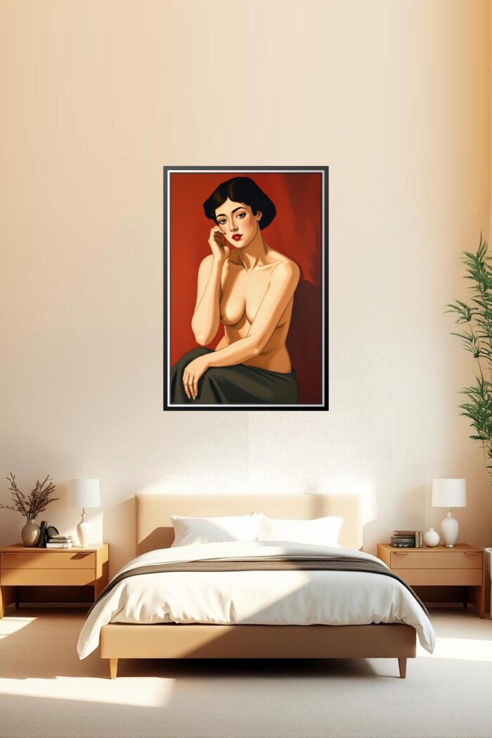 Pin-Up Portrait Art Print - Classic Figure on Red picture